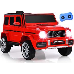 INFANS Licensed Mercedes Benz G63 Kids Ride On Car, 12V Electric Vehicle with Remote Control, Double Open Doors, Music, Bluetooth, Wheels Suspension, Battery Powered for Children Boy Girl (Black)