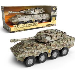Lollipop U.S. Army Tank Vehicle Toy for Toddlers and Kids 3+ Friction Powered - Toy Battle Stryker Friction Powered Vehicle Realistic Lights and Sounfs