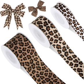 3 لفات الفهد طباعة Grosgrain Ribbon Safari Jungle Color Tradient Ribbon Summer Tropical Hawaiin Ribbon for Wreat