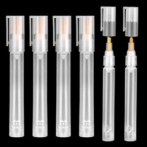 6 PCS Empty Fillable Blank Paint Pen, Acrylic Paint Markers, Markers Round Tilted Flat Head, 3 Pcs 3mm and 3 Pcs 6.5mm Refillable Paint Brush Pens for Art Acrylic, Watercolor, Graffiti and DIY