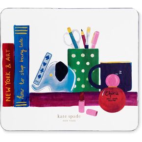 kate spade new york Leatherette Mouse Pad, 9" x 8" Mouse Mat with Non-Slip Back, Cute Mouse Pad for Office Desk, Charmed Library