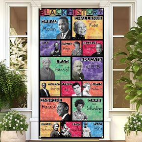 Black History Month Door Cover February Historical Famous People Decorations African American Heritage Party Decor School Classroom Office Door Banner