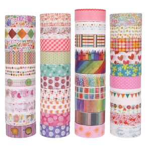 Washi Tape Set - 1.5cm Width, 40 Rolls Craft Tape for Scrapbook Supplies and Bullet Journal Supplies