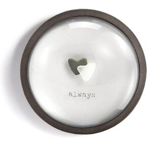 DEMDACO Sharon Nowlan Two Hearts Always Grey and White 3.5 x 3.5 Glass Paperweight