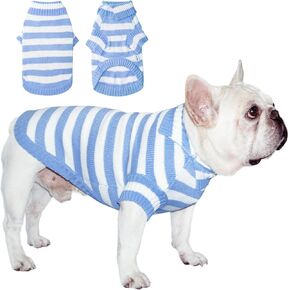 TONY HOBY Dog Sweater, Knitted Dog Sweater Shirts, Winter Dog Shirts Clothes for Small Medium Dog (Blue, M)