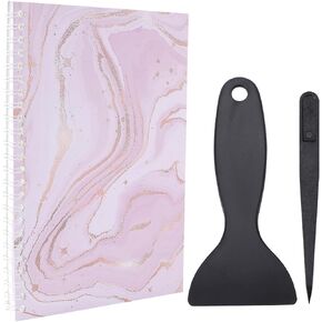CRASPIRE 32 Pages Sticker Collecting Album Book A5 Spiral Bound Notebook Lavender Reusable Sticker Storage Book Notepads Labels with Plastic Spatula and Anti-Static Beading Tweezer for Collection