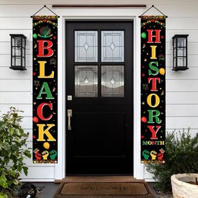 Aperturee Black History Month Porch Banner 12x72 Inch,African American Cheers to Black History Month Party Decorations for Classroom Home Decor Front Door Hanging Banner