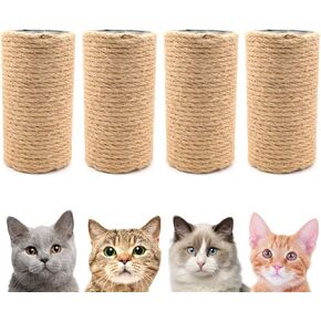 4PCS 5 Inch Cat Scratching Post with Natural Sisal Rope Cat Scratch Pole Cat Scratching Tree Scratching Posts for Indoor Cats Replacement Part Accessories for DIY Cat Tower Cat Hammock
