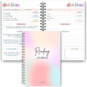 Reading Journal for Book Lovers | Log Book to Summarize, Review and Rate the Books you've Read | A5 Pastel Rainbow