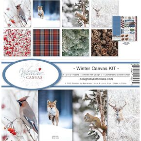 Reminisce Winter Canvas Scrapbook Collection Kit,White 12x12 inches