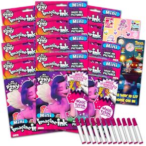 My Little Pony Imagine Ink Coloring Book Set for Kids - 12 Pack No-Mess Magic Ink MLP Coloring Books with Stickers, More | My Little Pony Supplies Party Favors Bundle