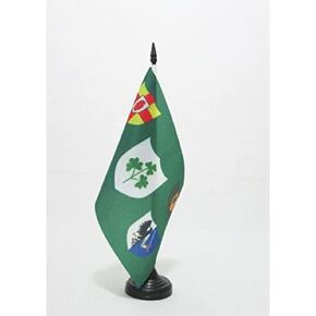 IRFU Ireland Rugby Table Flag 5'' x 8'' - Irish Rugby Football Ireland Desk Flag 21 x 14 cm - Black plastic stick and base - AZ FLAG