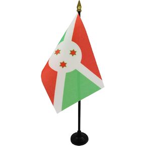 Burundi Table Flag 4'' x 6'' - Burundian Desk Flag 15 x 10 cm - golden spear top- AZ FLAG