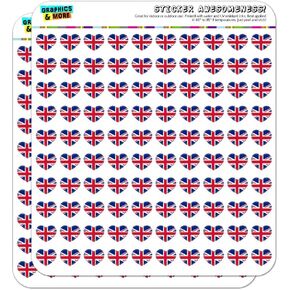 United Kingdom Great Britain Union Jack Country Flag Heart Shaped Planner Calendar Scrapbook Craft Stickers