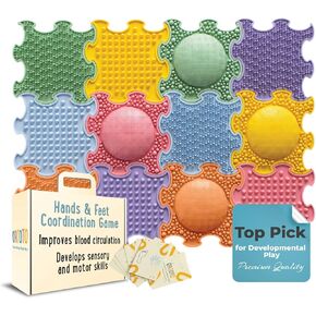 Coordination Game, Massage Sensory Puzzle Mats - Orthopedic Game Mat for Kids and Adults, Sensory Play, Interlocking Floor Tiles (Hands and Feet Coordination Game Mini Puzzle Set)