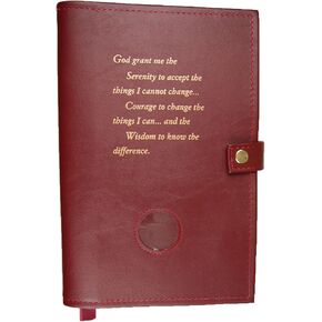 Paperback GIANT PRINT Deluxe Double Alcoholics Anonymous AA Big Book & 12 Steps & 12 Traditions Book Cover Coin Holder Burgundy