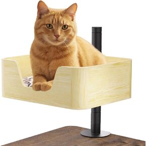 سرير مكتب Cat-مشبك سرير Cat Cat على الرف ، 360 درجة سطح المكتب على سطح المكتب مرتفعة من الحيوانات الأليفة مع وسادة أفخم ، تصميم لتوفير الفضاء ، سرير العش المكتبي Cat Cat