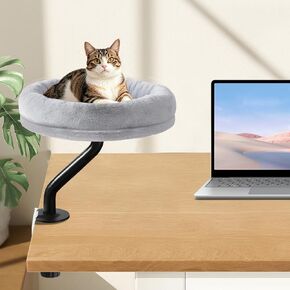 سرير مكتب Cat-لتوفير مساحة ، 360 درجة مئوية سرير أليف مضاد لضوء الاضطرابات لمكاتب المكاتب ، سرير سميك قابل للغسل الماكينة مع سعة 44 رطلاً ، عش القط المريح لأصحاب العمل ، الرمادي