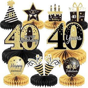 9 Pieces 40th Birthday Decoration 40 th Birthday Centerpieces for Tables Decorations Cheers to 40 Years Honeycomb Table Topper for Men and Women Forty Years Party Decor Supplies