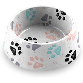 Tarhong Retro Fun Paw Print Pet Pet for Food and Water ، Melamine Pure ،