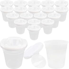 20 Pack Kids No Spill Paint Cups with Lids Clear White No Spill Paint Cups for Chilren Painting Art Supplies School Prizes Classroom Arts Crafts