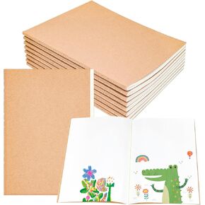 10 Pack Blank Kraft Notebooks, 8.3x5.5 In A5 Small Journals Bulk Blank Paper Sketchbooks, 68 Pages A5 Drawing Doodling Writing, for Gifts, Students and Office Supplies