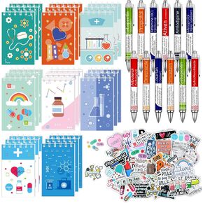 24 Sets Pharmacist Gift Set Includes 24 Pcs Pharmacy Pens 24 Pcs Pharmacist Journal Notebook 1 Bag Cute Stickers for Nursing Week Pharmacy Technician School Student