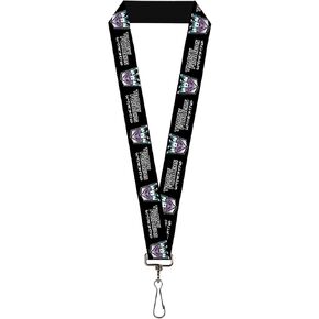 Buckle-Down Transformers Lanyard, Transformers Decepticons Cybertronian Icon Black Grays Purple, Elastic