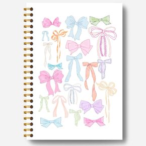 Coquette Colorful Bow Notebook, Girly Notebook, Preppy Journal, Womens Journals for Writing, Cute Notebooks Journals for Women, Aesthetic Hardcover Spiral Notebook 5.5x8.3 Inch