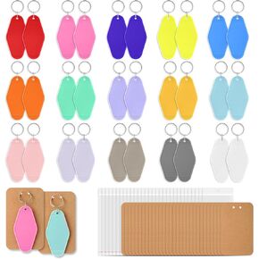 Quelay 30 PCS Motel Keychain فارغ الفراشات المفتاح الفراغات المفتاحية مع حلقات رئيسية 15 ألوانًا من البلاستيك Rhombus نقل الحرارة بطاقات عرض مفاتيح مفتاح الأكياس لأكياس DIY زخرفة الحرف اليدوية in Kuwait