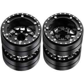 2pcs/مجموعة من العجلات المزدوجة الخلفية الحافات المعدنية 1.9 بوصة محاور العجلة الخلفية Beadlock Rims RC 12mm HUBS متوافقة مع SCX10 TRX4 TRX6 1/10 RC ROCK CARLER ARMARGER