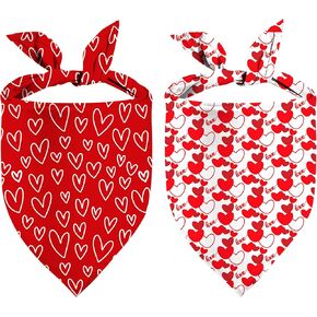 Heart Dog Bandanas, 2 Pack Mother's Day Triangle Dog Bandanas, Reversible Love and Heart Pet Scarf, Premium Durable Fabric, Boys and Girls, Holiday Bandana for Large and Extra Large Dogs