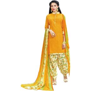ladyline Womens Jaipuri Traditional Angrakha Cotton Printed Kurta with Pants & Dupatta Set (CESK 10DEV1350)