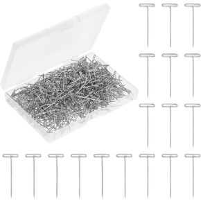500 Pcs T-Pins 1 Inch Sewing Pins Wig Pins T Pins Blocking Pins Metal Sewing Pins Steel T Pins for Knitting Crocheting Wig Styling DIY Crafts