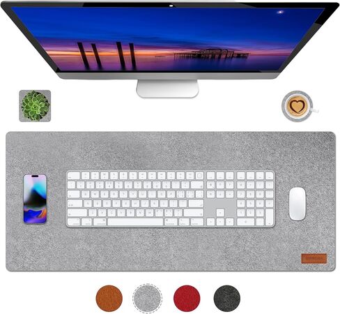 Large Felt Desk Pad, Felt Desk Mat for Desk Pad Protector,Full Desk Mouse Pad, Desk Mat for Keyboard,Computer Mat for Desk (Grey) in Saudi Arabia