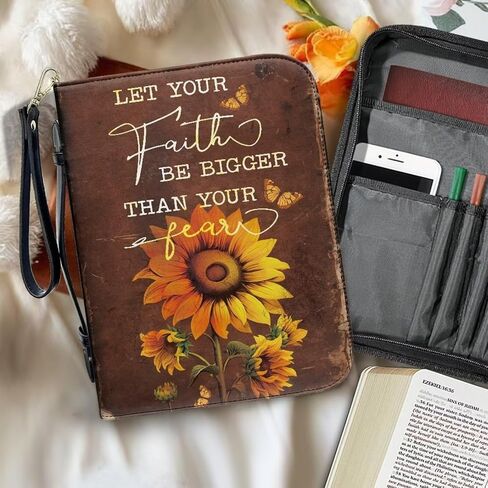 Bible Cover for Women Leather Bible Case with Black Ribbon Personalized Bible Study Supply Carrying Bag Tote in Kuwait