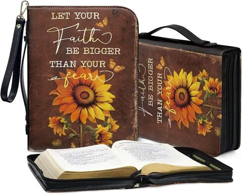 Bible Cover for Women Leather Bible Case with Black Ribbon Personalized Bible Study Supply Carrying Bag Tote in Kuwait