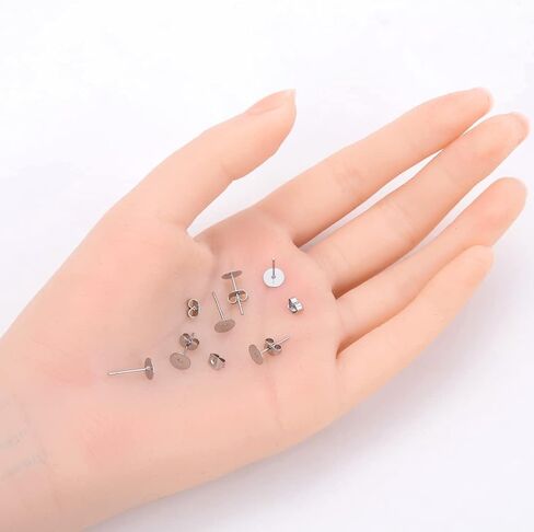 100pcs Adabele 316 Grade Surgical Stainless Steel Hypoallergenic Stud Earring Post Findings 6mm Glue On Flat Pad 100pcs Earnut Backs DIY Earrings Jewelry Making SEF221-6 in Saudi Arabia