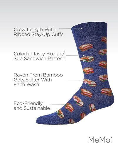 MeMoi Men's Tasty Hoagies Rayan Blend Novelty Crew Sock in Saudi Arabia