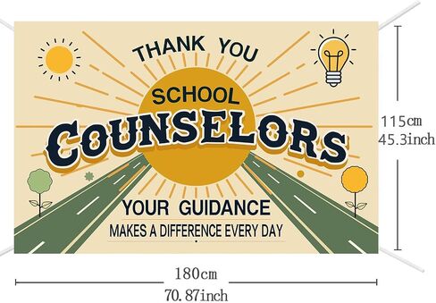 2026 School Counselor Appreciation Banner - for National School Counseling Week, Classroom & PTA Celebrations, Teacher's Office Décor, Thank You Sign for Middle & Elementary School Events in Saudi Arabia