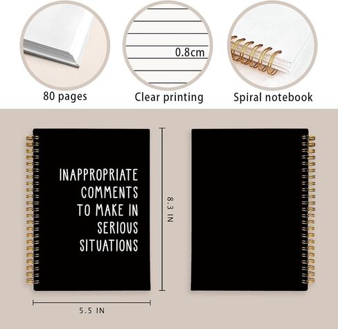 Funny Notebooks Journal, Sarcastic Notebooks for Work, Funny Office Gifts for Coworkers, Funny Notebooks for Work, Office Humor Gifts, Black Hardcover Spiral Notebook 5.5x8.3 Inch in Kuwait