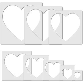 8 Pieces Different Size Heart Stencils, Heart Template Stencil, Large Heart Stencil for Spray Painting, Painting Template for Fabric Walls Arts Paper