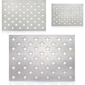Acshio 3 Pack American Flag 50 Star Stencils, Stainless Steel Star Stencils Template, Reusable Star Shaped Metal Painting Templates for Carving Stars on Wood, Fabric, Paper, Walls Art