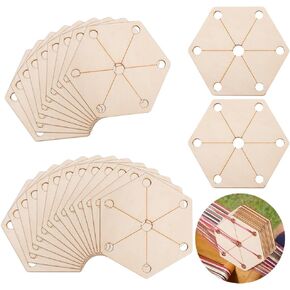AHANDMAKER 24Pcs Hexagon Weaving Cards, 2.6x3 Inch Wood Loom Cards Handmade Weaving Tools Weaving Supplies Wood Tablet Weaving Cards Wood Tool for Knitting Loom Accessories, PapayaWhip