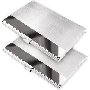 homEdge Super Light Stainless Steel Business Card Holder, Slim Professional 2 Packs Card Case for Traveling and Business
