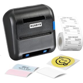 MUNBYN 3 Inch Label Maker,5H Battery Life Compatible with Receipts and Labels, Bluetooth Thermal Label Printer for Home,Office, Small Business,with iOS & Android,with 1.96 "x1.18 Labels