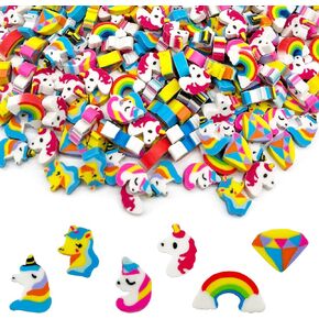 300 Pieces Rainbow Mini Erasers, Assortment Novelty Pencil Erasers Bulk for Rewards Prizes Gift