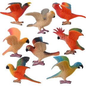 8PCS Realistic Parrot Toys - Perfect Bird Toys for Fairy Garden & Dollhouse Decor, Educational Toy Set & Birthday Cake Topper Gift for Kids