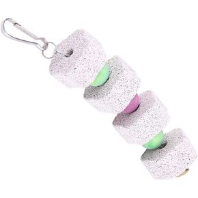 Bird Chewing Toy, Parrot Beak Grinding Calcium Stone with Bells, Bird Cage Accessories, Cage Toys for Cockatiel Parakeet Parrot Budgies Rat Hamster Chinchilla Rabbit Mineral Rock Chewing Toy