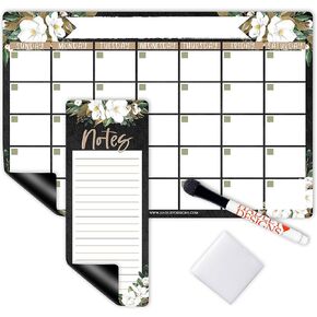 Magnolia Large Magnetic Calendar for Fridge Dry Erase Board for Refrigerator - Magnetic Fridge Calendar Dry Erase Magnetic Whiteboard Calendar, Magnetic Dry Erase Calendar for Fridge Planner Magnet